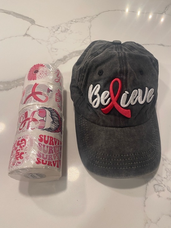 Accessories - “Believe” Baseball Cap & Breast Cancer awareness stickers 4 rolls